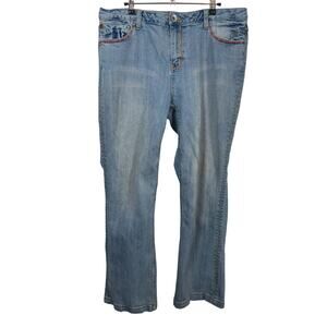 Zana-Di Y2K Bootcut Jeans Womens 18 Blue Rhinestone Bedazzled Embroidered